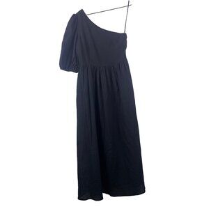 Petal & Pup 100% Cotton Gauzy One Shoulder Puff Sleeve Midi Dress Women's Medium